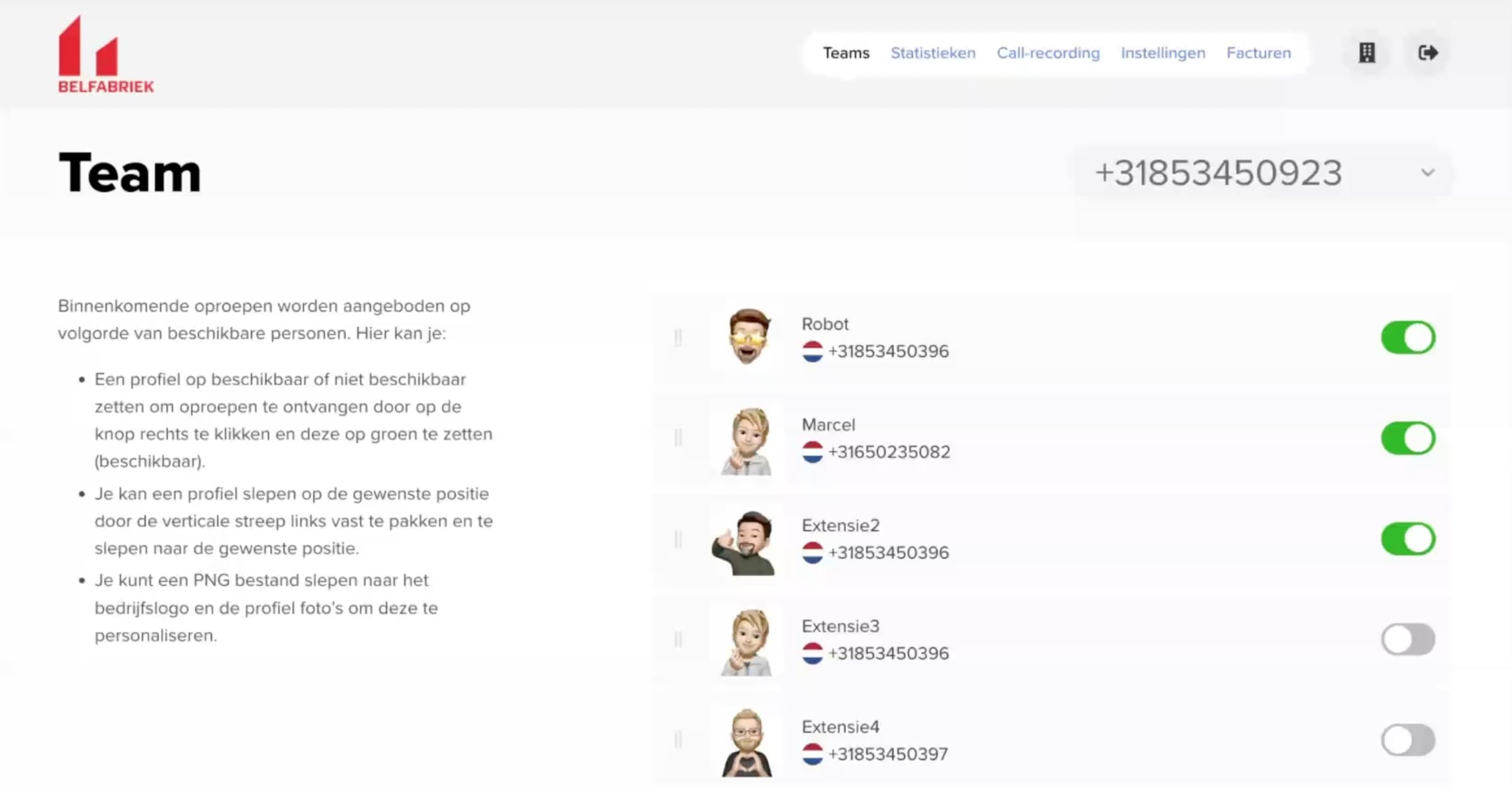 Vast nummer op mobiel demo